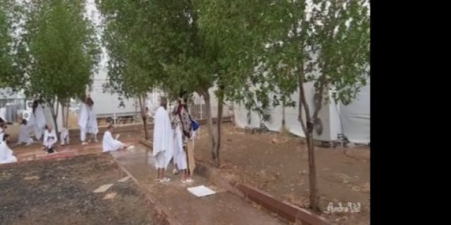قرائت دعای عرفه زیر باران رحمت الهی در صحرای عرفات+فیلم